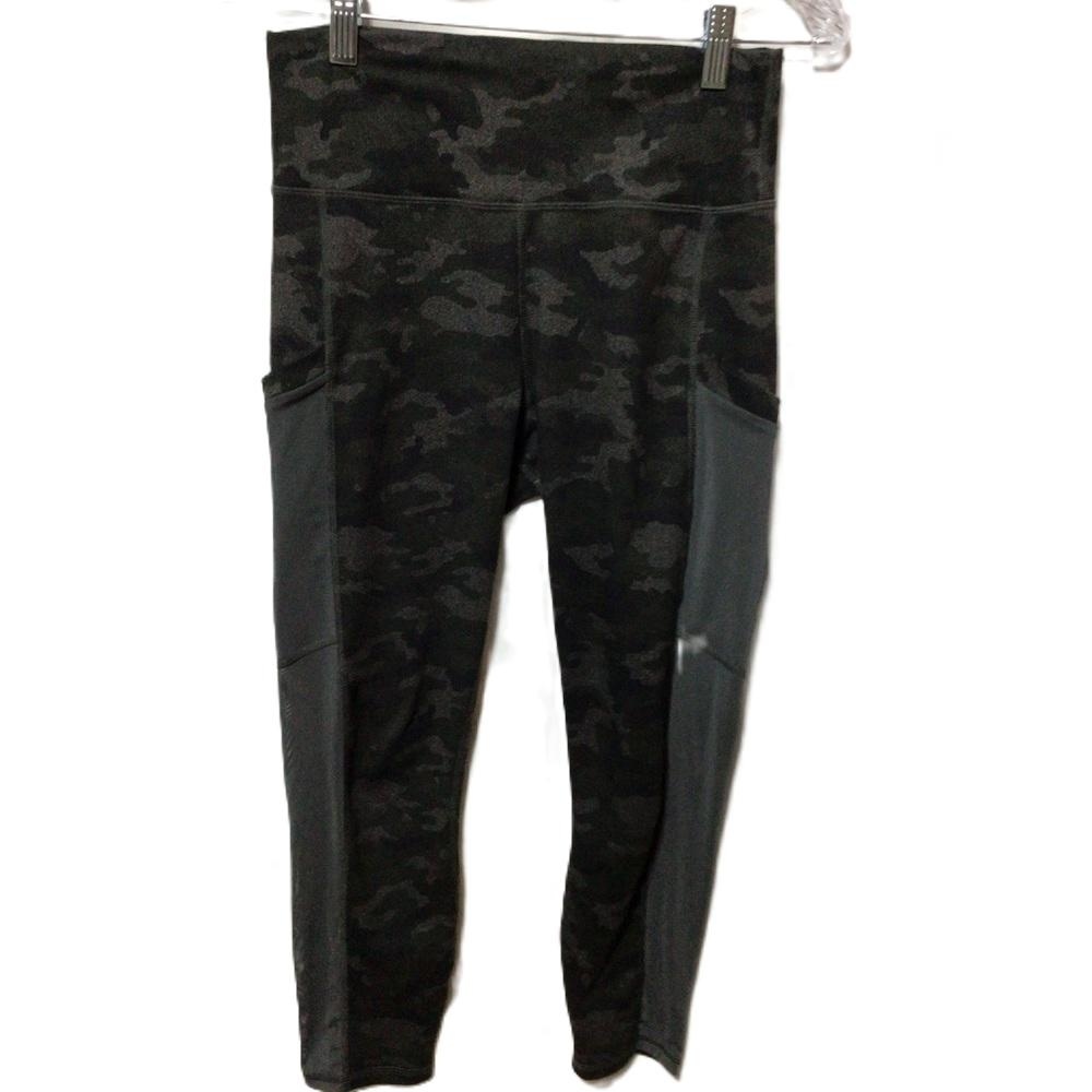 Fabletics Powerhold camouflage/grey mesh cropped leggings Small